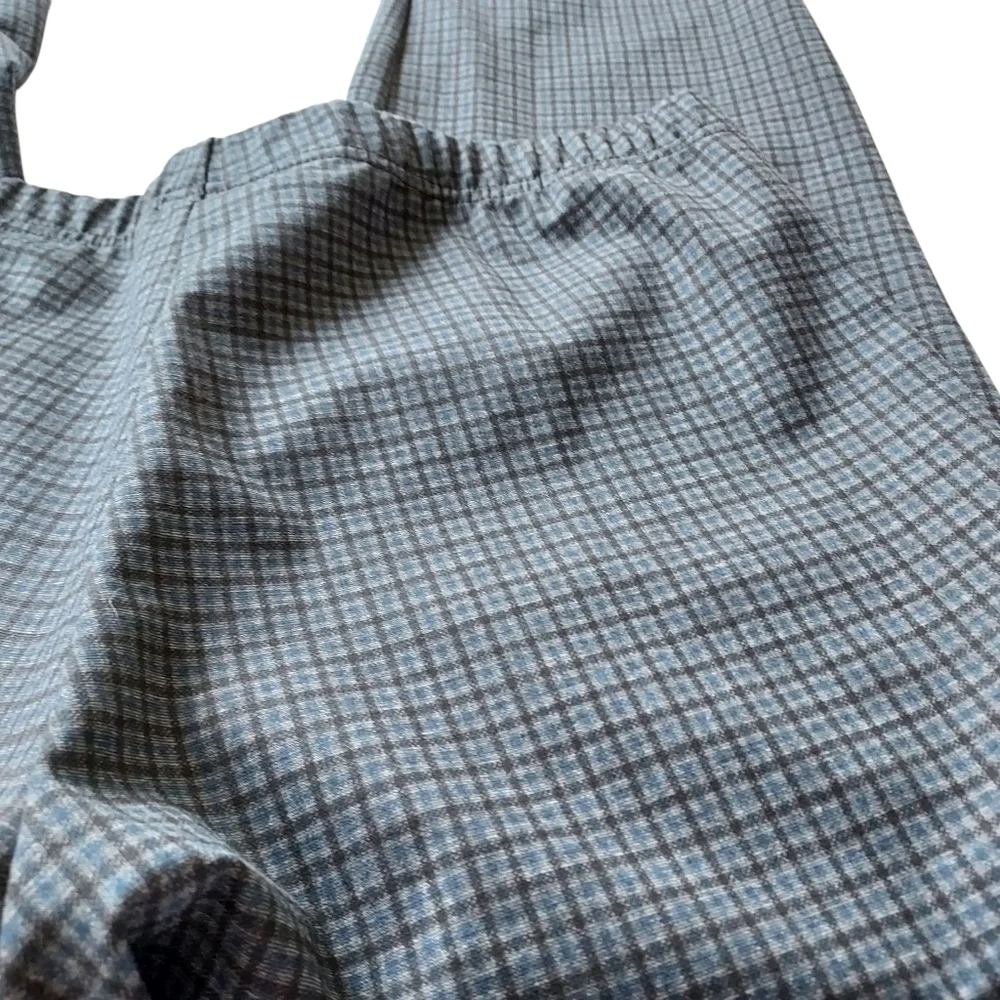 Utopia By Hue Women’s Large Dark Plaid Dress Pants Fall Winter Gray Blue Black
